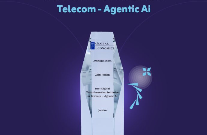 ضمن جوائز Global Economics Awards 2025.. زين الأردن تحصد جائزة “أفضل مبادرة للتحوّل الرقمي في قِطاع الاتصالات” عن مبادرتها المُبتكرة (Agentic AI)